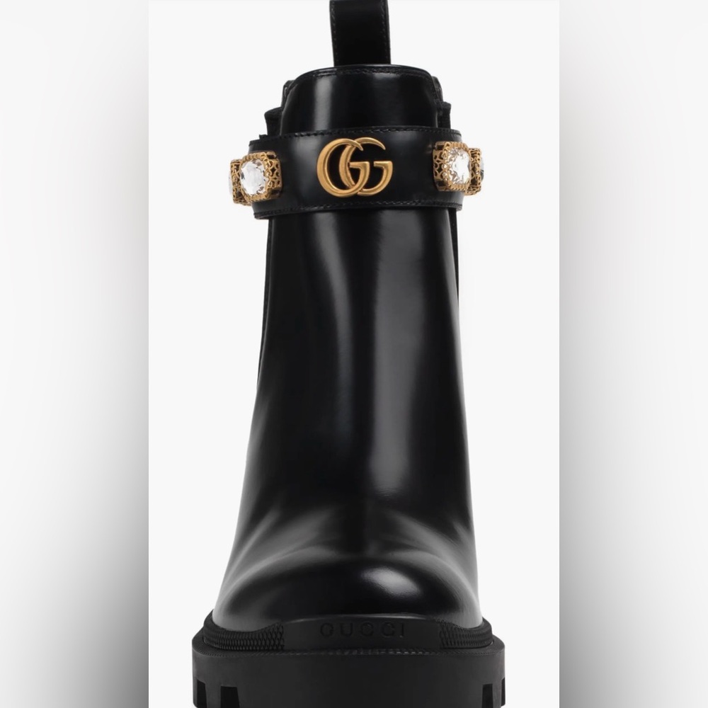 GUCCI
Women's Trip Embellished Block Heel Chelsea Boots